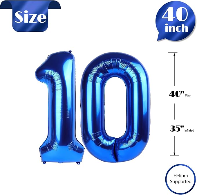 Navy Blue Number 10 Balloon 40 Inch - Image 5