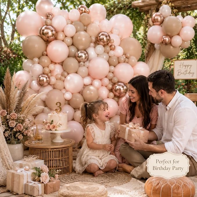 Boho Balloon Arch Double Stuffed Blush Nude Rose Gold Boho Balloon Garland Kit - Image 4