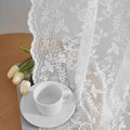 FINECITY White Lace Curtains Rustic Leaf Floral 42 x 84 Inch, 2 Panels | Rod by FINECITY