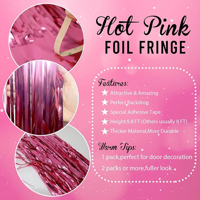GOER 6.4 ft x 9.85 ft Metallic Tinsel Foil Fringe Curtains, Graduation - Image 3