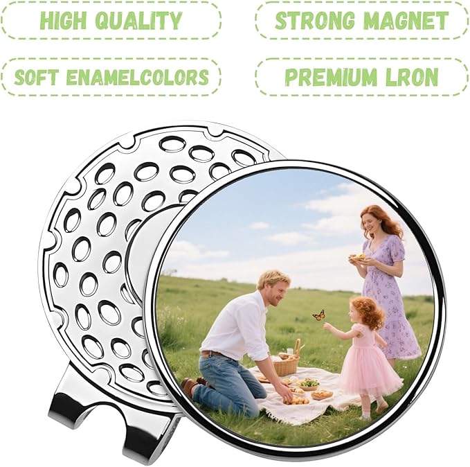 Custom Golf Ball Marker with Magnetic Hat Clip, Personalized Golf Ball Marker Hat Clip, Personalized Hat Clip Ball Marker with Photo, Logo, Name, Unique Gift for Golfers, Dad, Mom, Coach