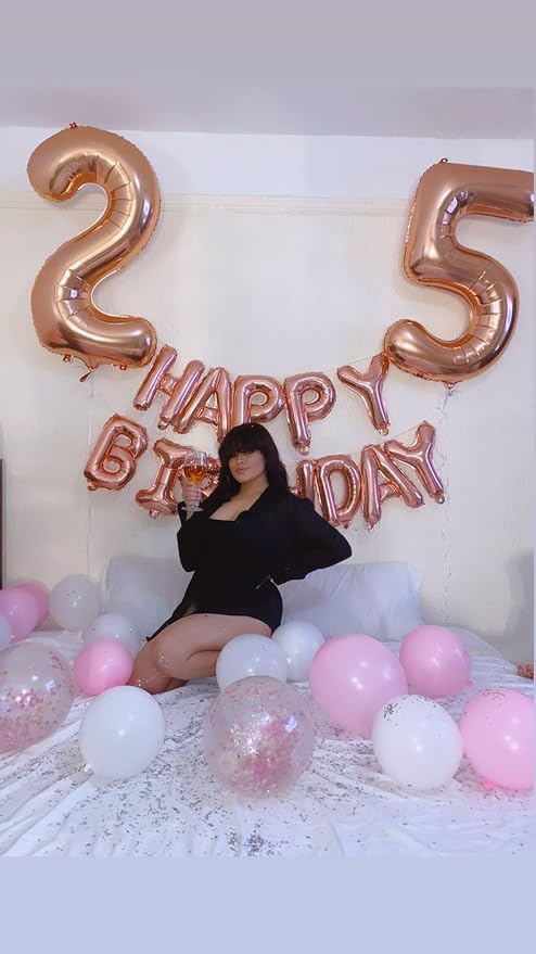 Number 25 Balloons 40 Inch for 25 52 Birthday Party Decorations, Rose Gold | - Image 2