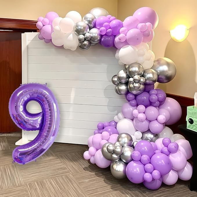 Purple 4 Balloon Number, 40 Inch Number 4 Balloon Big Purple 4 Foil Mylar - Image 6