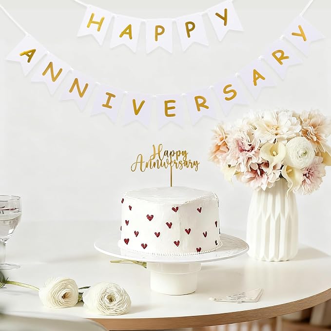 Happy Anniversary Banner Balloons Wedding Love Party and Background Indoor - Image 3