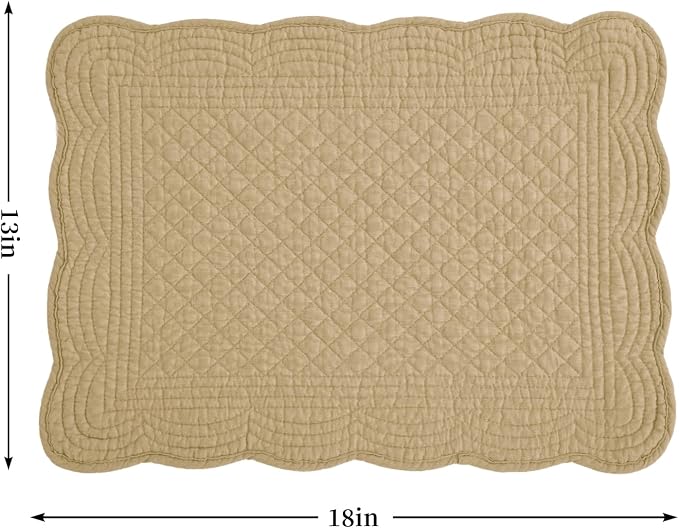 HOMBYS Quilted Placemats Set of 6 Washable-13x18 inches Rectangular Placemats - Image 2
