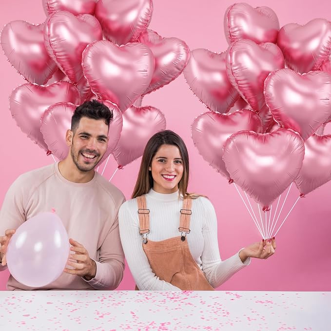 Pink Heart Balloons, 18Inch Pearl Pink Helium Balloon - Image 6