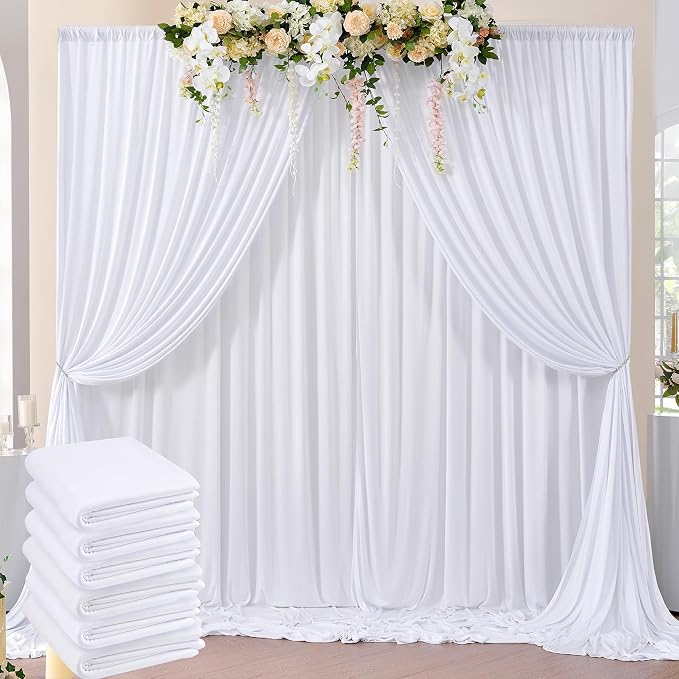 30 ft x 10 ft Wrinkle Free White Backdrop Curtain by ENJOYYOURPARTY