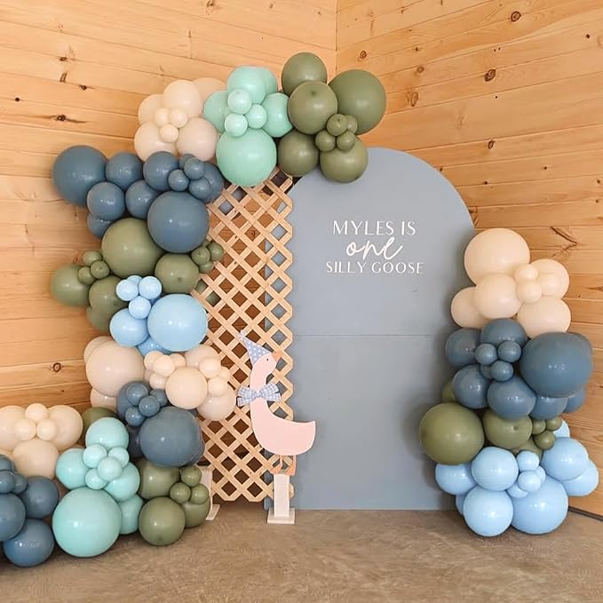 Dusty Blue Sage Green Balloon Arch Kit - Image 2
