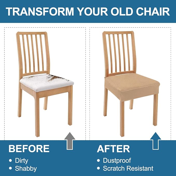 Smiry Waterproof Seat Covers for Dining Room Chairs, No Rear Covers | Stretch - Image 7