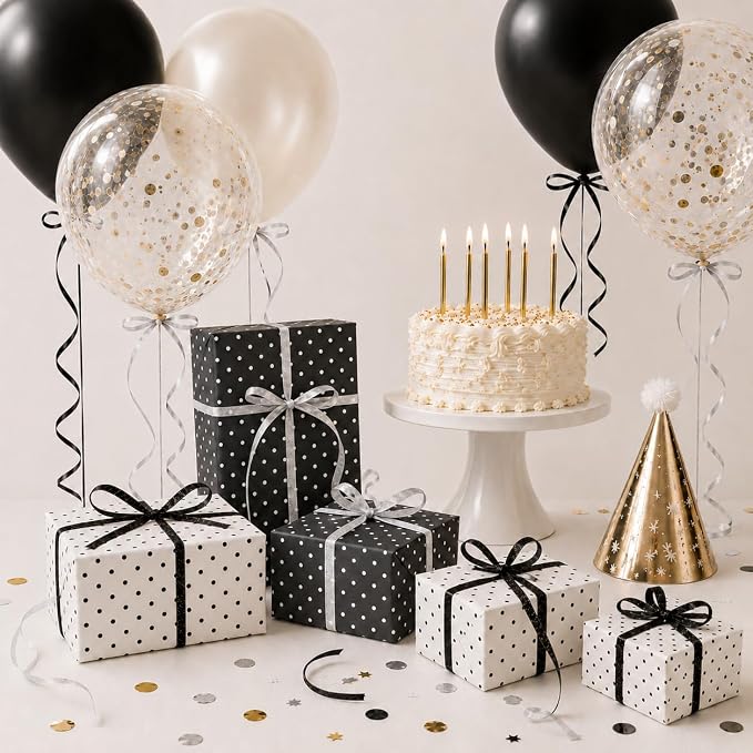 BEISHIDA 2 Rolls White and Black Glitter Ribbon Curling Crimped, Glitter Ribbon - Image 5