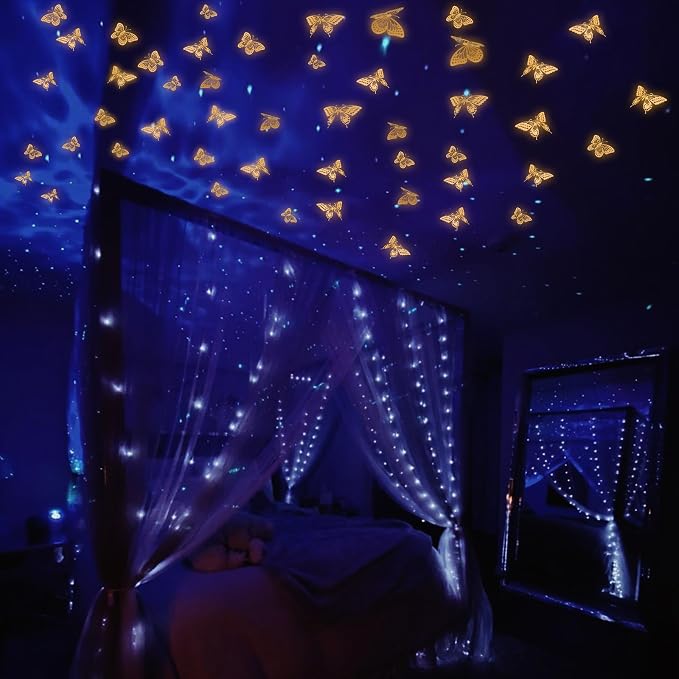 SAOROPEB Glow in The Dark 3D Butterfly 24 Pcs Orange Butterfly Stickers | 3 - Image 4