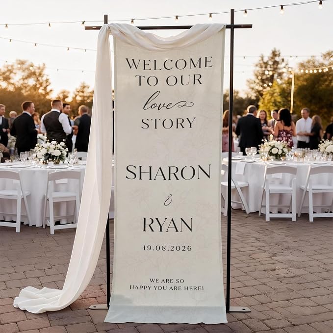 Mapileng Personalized Wedding Cotton Linen Wall Tapestry Banner, Custom Couple by Mapileng%E2%84%A2