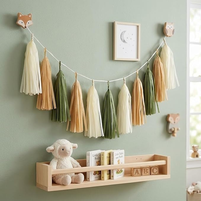 15-Pack Olive Green Brown Tan Cream Tassel Garland Paper Banner Fringe - Image 4