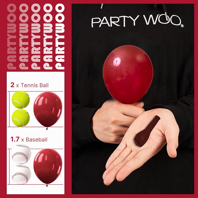 PartyWoo Burgundy Balloons 50pcs Dark Chestnut Red Maroon Color | Balloons - Image 3