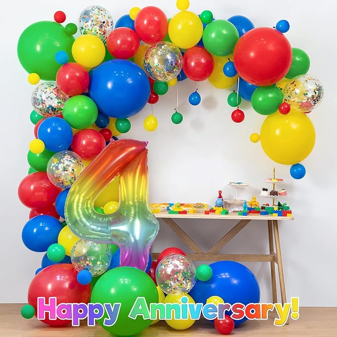 Rainbow Number 4 Balloon 40 Inch, Big Large Foil Number Balloons, Gradient - Image 6