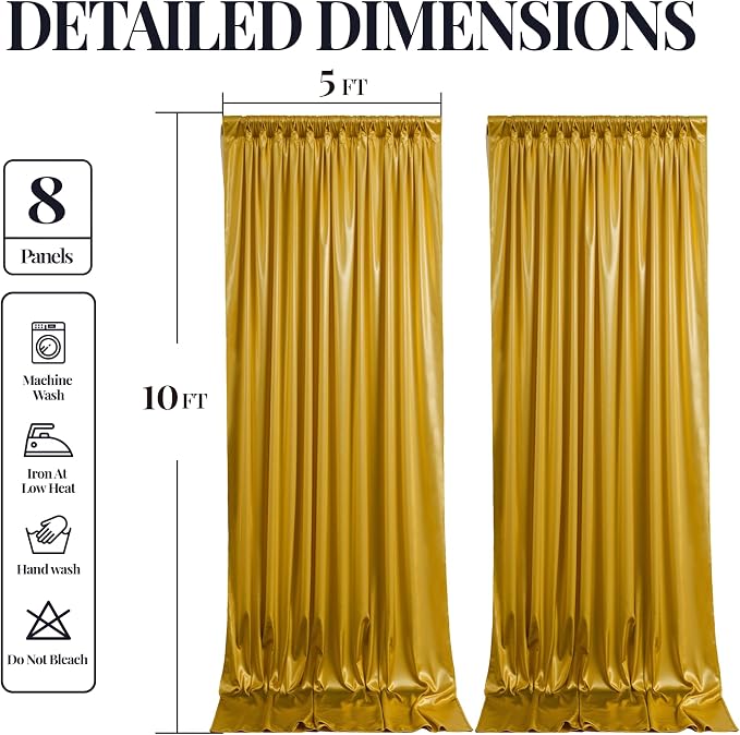 40x10ft Dark Gold Glitter Backdrop Curtain - Image 9