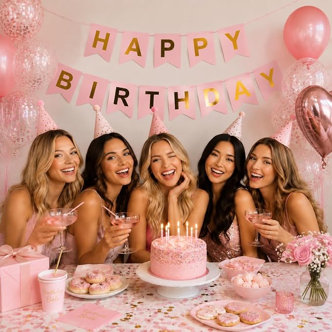 Pink Happy Birthday Banner Sign - Image 8