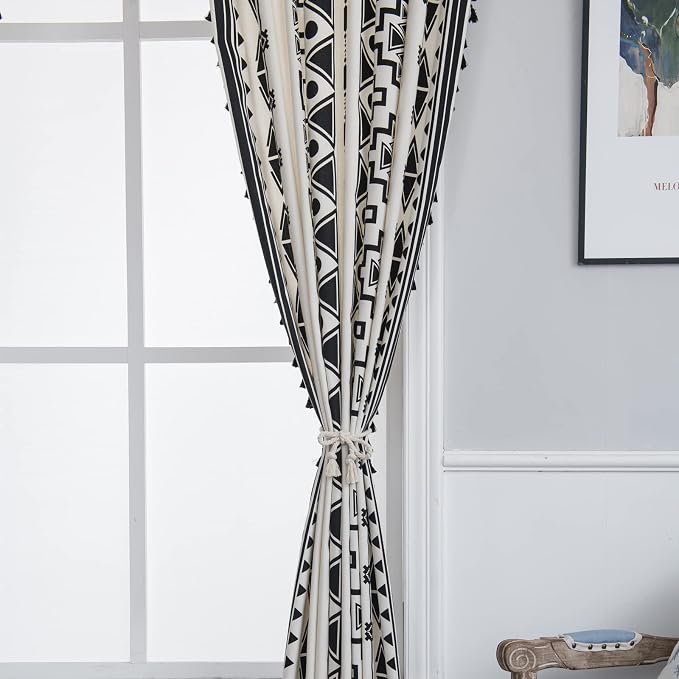 Sutuo Home Black and White Boho Curtain 84 Inches Length - Image 7