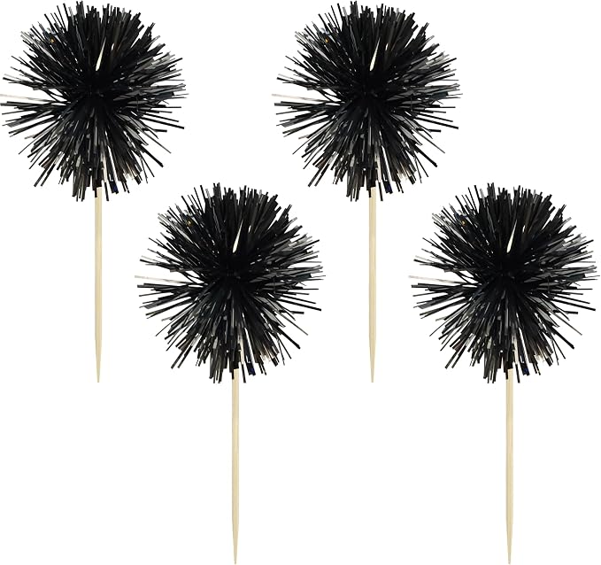 Gyufise 30Pcs Foil Firework Cupcake Toppers Sparkle Tinsel Cake Toppers Tinsel - Image 3