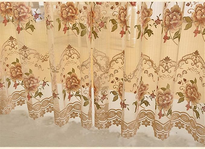 1 Panel European Embroidered Floral Sheer Curtain Rod Pocket Top | Royal - Image 6
