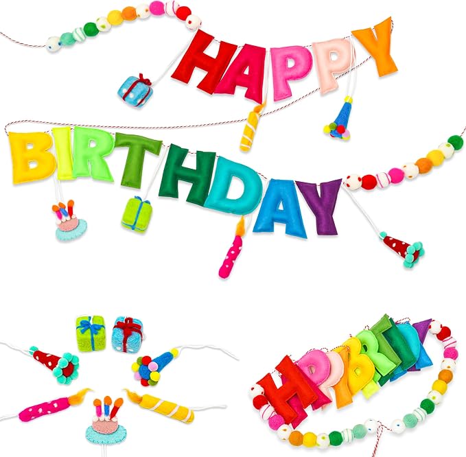 Pre-Strung Happy Birthday Banner, Felt Birthday Garland - Image 9