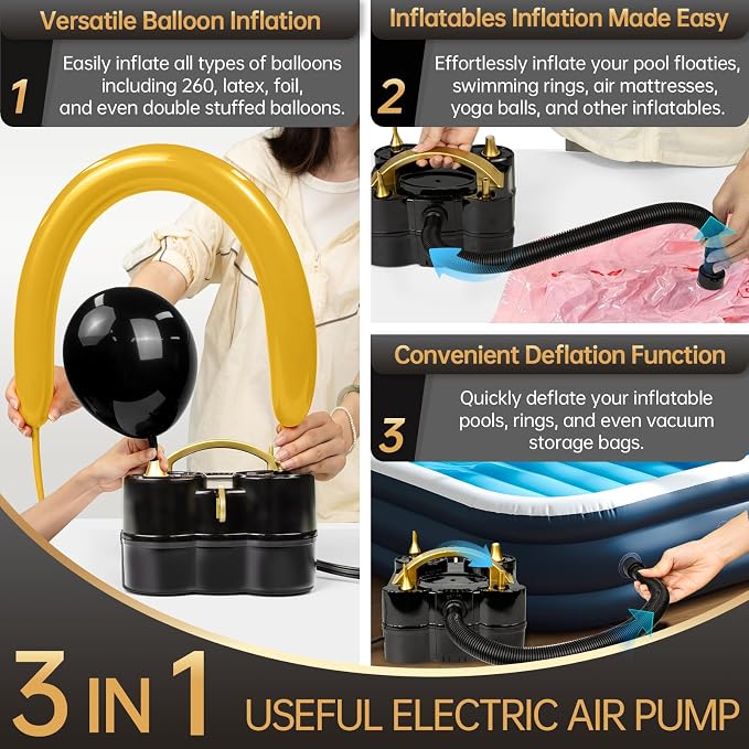 Air 3-in-1 Balloon Pump Electric Inflator Blower Machine | Dual-Balloon - Image 2
