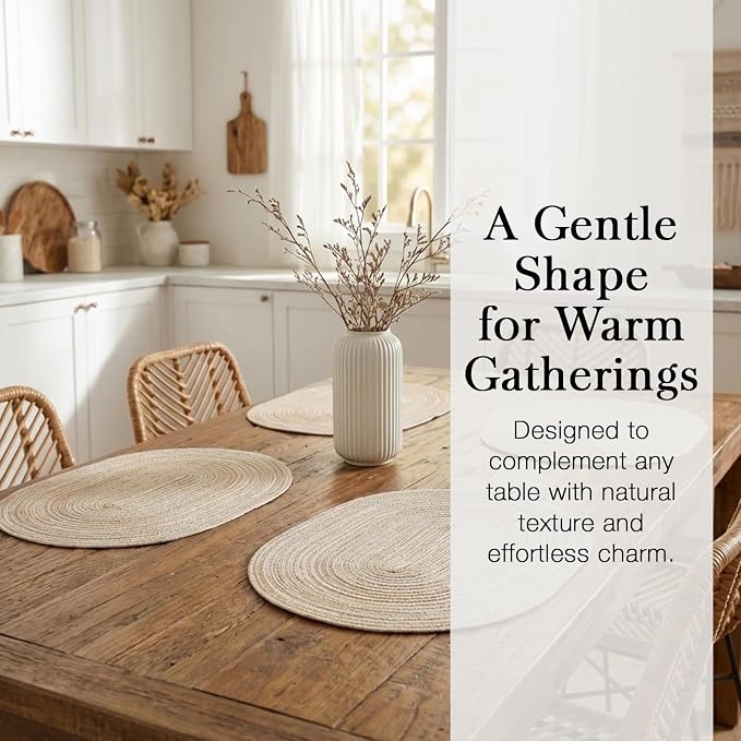 Placemats Set of 8, Woven Oval Braided Dining Table Mats | 12 x 17.5 Inch Size - Image 7