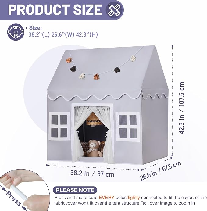 Kids Play Tent Indoor: Mat, Tassel Garland - Image 2
