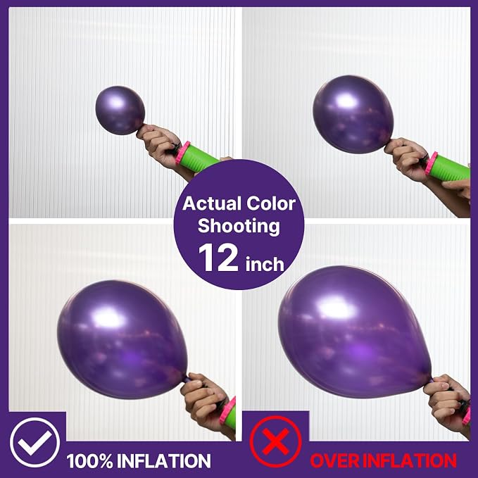 PartyWoo Metallic Purple Balloons 140pcs Chrome Purple Color | 18 12 10 5 Inch - Image 3