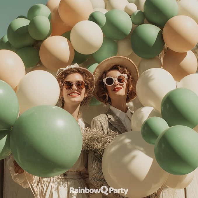 RainbowQ 165 Pcs Sage Green Balloons Arch Kit Different Sizes Garland | Olive - Image 2