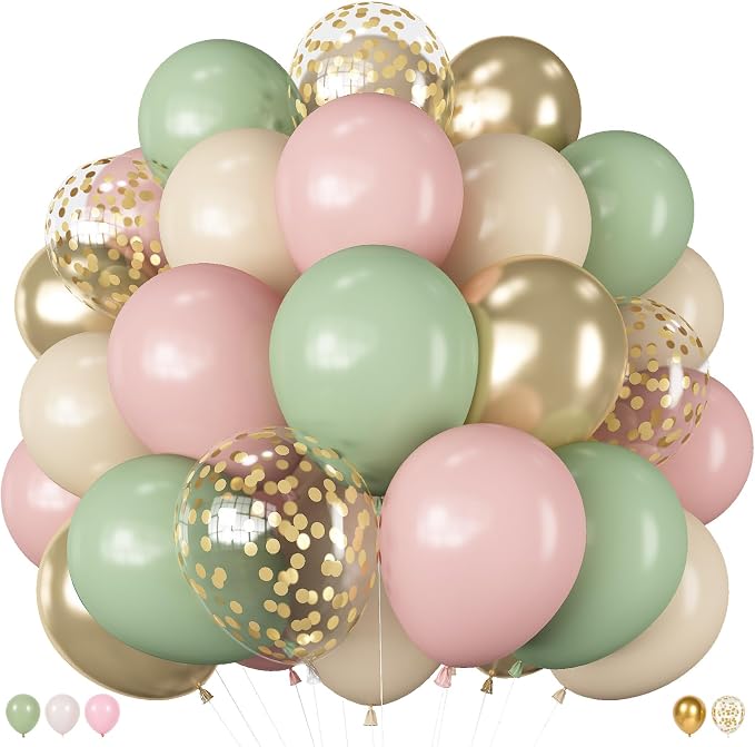 Pink and Green Balloons by Froova