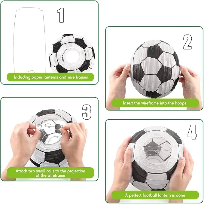 12Pcs 10 Inch Soccer Paper Lanterns Decorative Soccer Ball Hanging Round Paper - Image 2