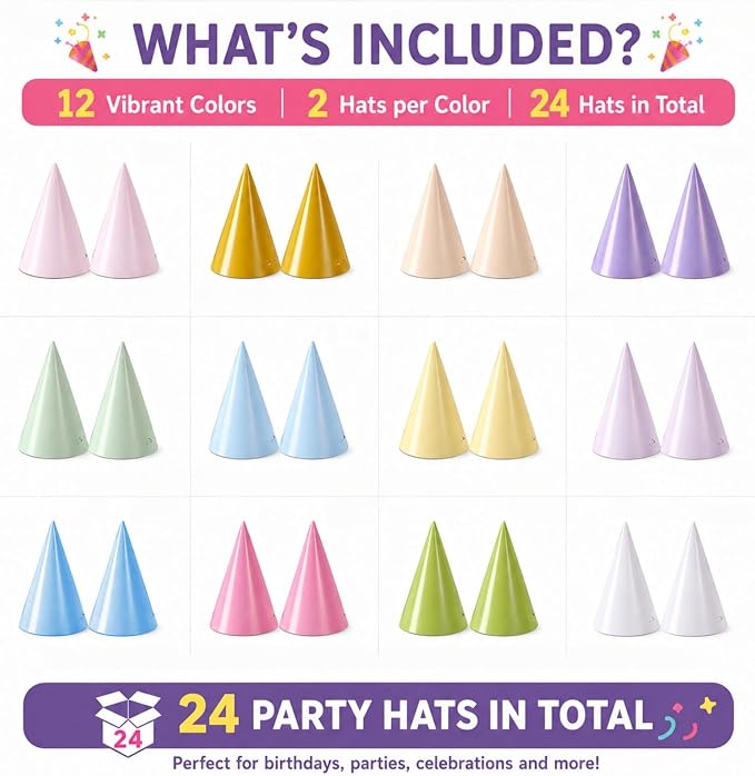 Pre-Assembled Party Hats for Adults, Birthday Party Headwear for Women Men - Image 5