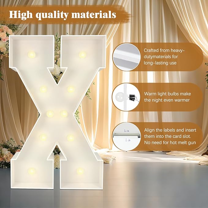Marquee Light Up Letters: 3FT Large Decorative Signs for Party Decorations Baby Shower Birthday Wedding Engagement Anniversary, 3 Feet Tall Pre-Cut DIY Foamboard Letter B - Easy to Assemble