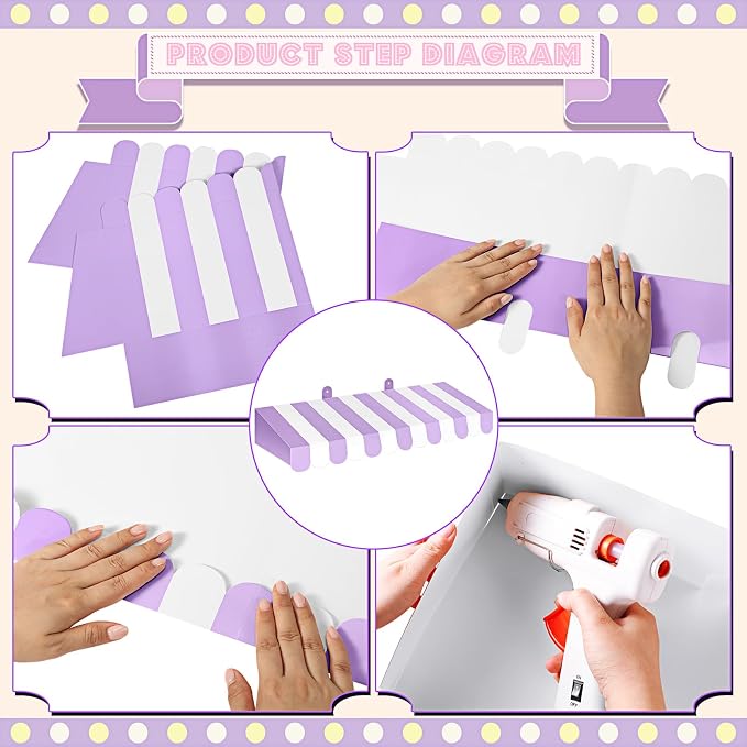 Boao 4 Pack Circus Awning Decoration 3D Stripe Cardboard Awning Carnival Wall - Image 3