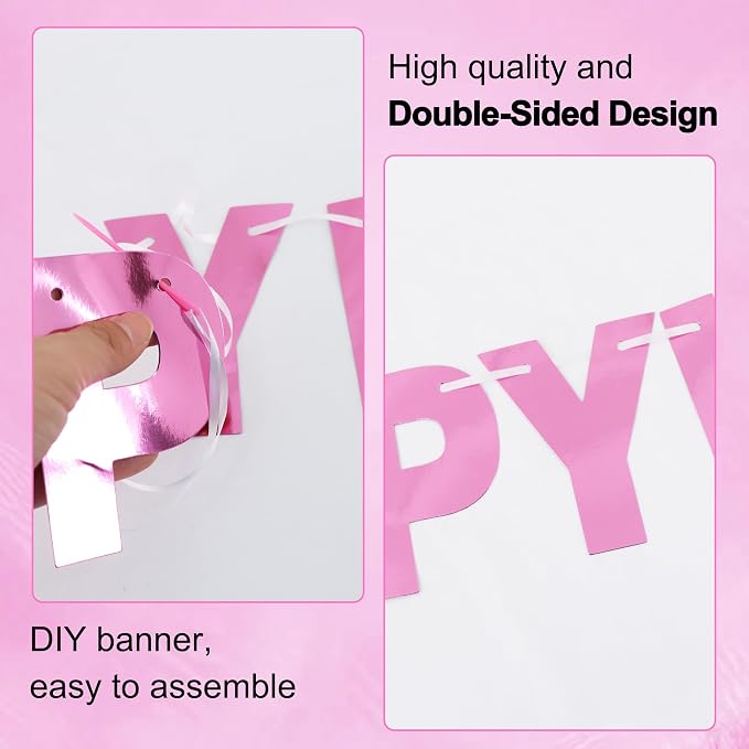 BEISHIDA Double-sided Pink 116PCS A-Z DIY Letter Custom Banner Party Decor | - Image 3