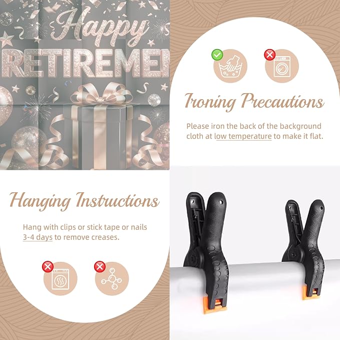 Pink Retirement Party Decorations, 72x43 Happy Retirement Backdrop | Large - Image 4