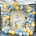 Blue Yellow Balloon Arch Kit Double Stuffed Light Yellow Pastel Blue White Sand by Partycus
