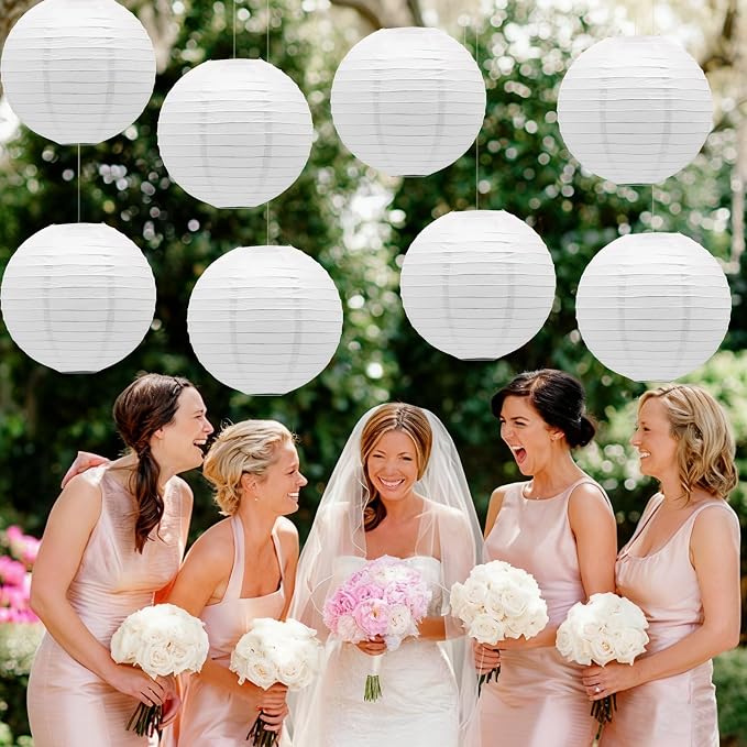 White Chinese Paper Lanterns Japanese Round Shape Hanging Ceiling Lanterns - Image 7