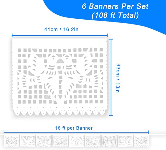 White Papel Picado Banner - Image 3