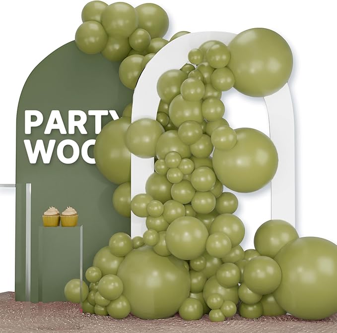 PartyWoo Sage Green Balloons 120pcs Different Sizes of 18 12 10 5 Inch Olive by PartyWoo