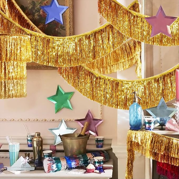 Premium Gold Fringe Tinsel Garland - Image 6