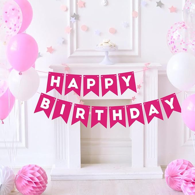 Hot Pink Happy Birthday Banner Sign - Image 4