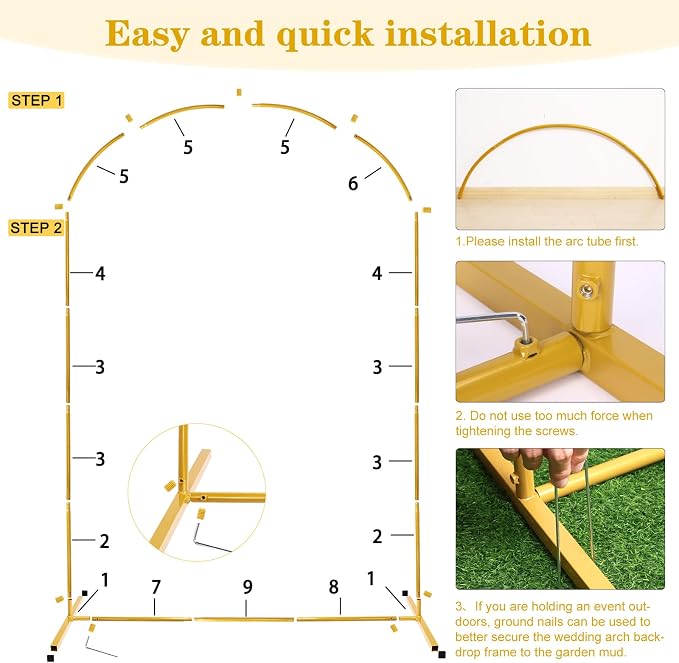 RUBFAC 6.6FT Metal Arch Backdrop Stand - Image 5