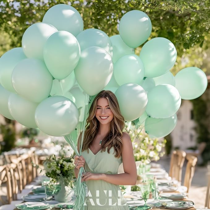 AULE 50Pcs Latex 12 Inch Mint Green Balloons Pastel Green | Helium Party Happy - Image 3