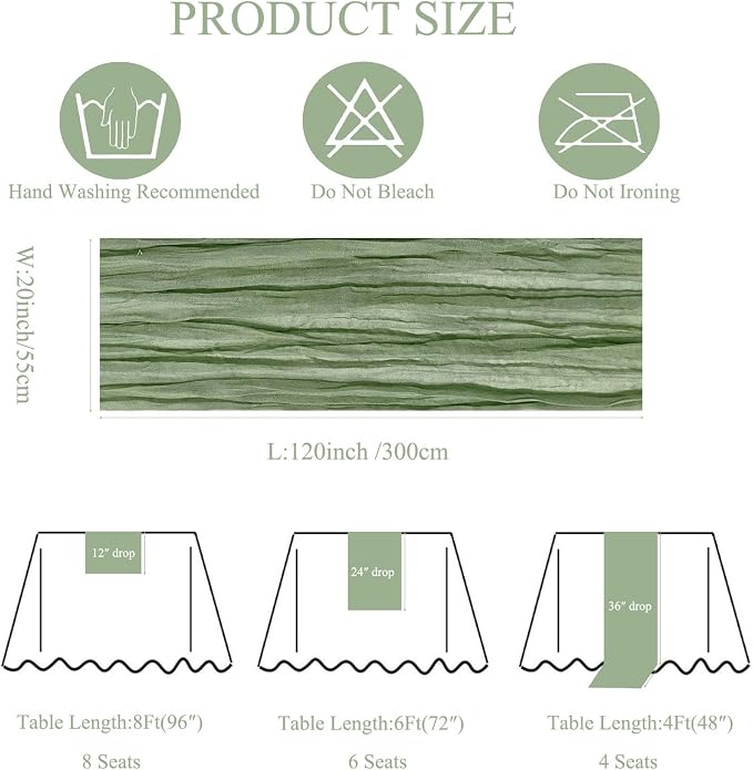 20Pack Sage Green Cheese Cloth Table Runner 20x120inch Gauze Table Runners | - Image 4