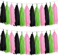 Black Pink and Green Tissue Paper Tassels Party Tassel Garland Banner by We+Moment
