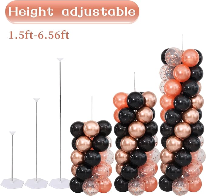 Rose Gold and Black Balloon Column Stand Kit Set of 2 - Image 4