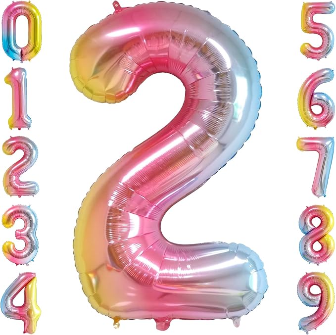 40" Rainbow Foil Number 2 Balloon by TNCDJKPA