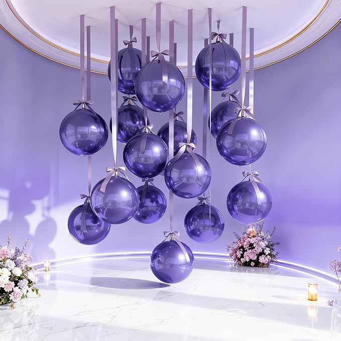 14 Pcs Purple Round Foil Balloons 22/15/10 4D Ball Balloons Light Baby Lavender - Image 4
